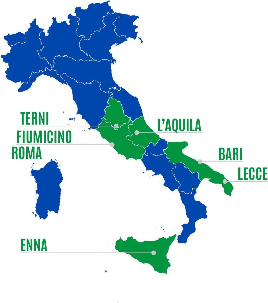 Mappa dell'Italia con l'indicazione delle tappe della Spedizione dei Mille di Entrobordo